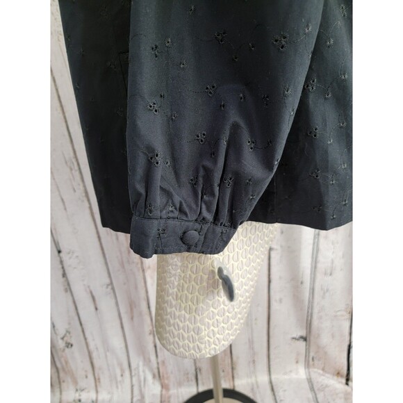 ALK Women's Large Style & Co Black Two Button Eyelet Blouse‎ Jacket Blazer Coat - Picture 4 of 9